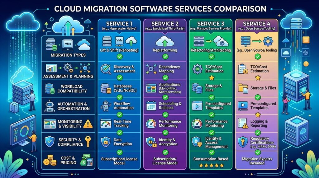 cloud migration software services comparison